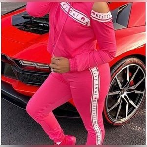 GRITTY SOUL Pretty In Pink Open Shoulder Tracksuit